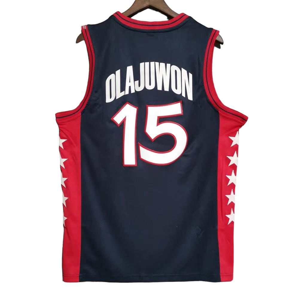 Olajuwon #15 USA Olympic Classic Throwback Vintage Jersey